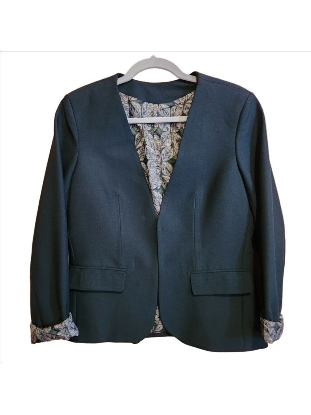 CUSTOM MADE TAYLORED FOREST GREEN LINED BLAZER - LIKE NEW - SMALL